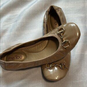 Me Too Tan Ballet Flats with Gold Embellishment